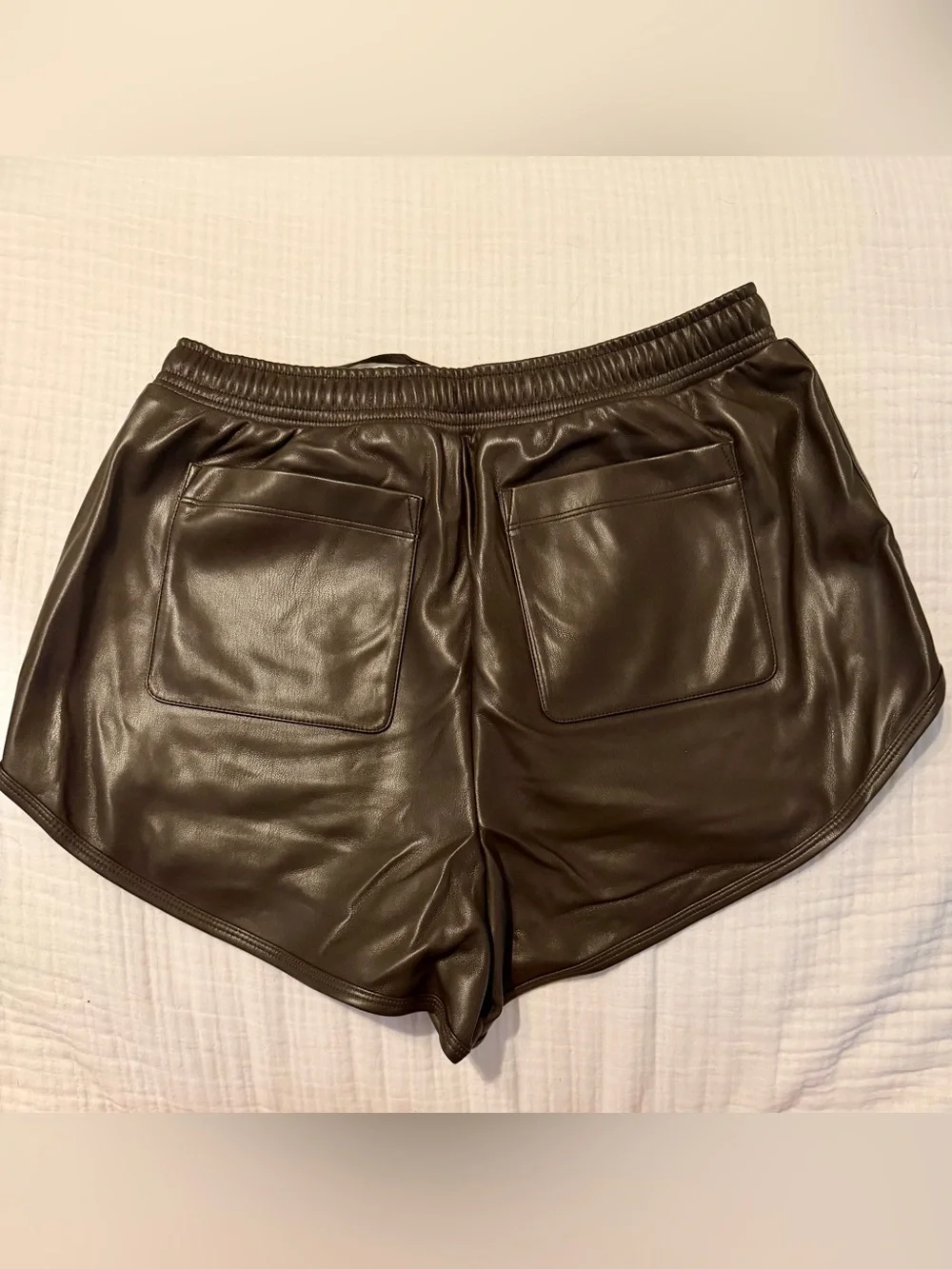 ALO Yoga Brown Athletic Faux-Leather Shorts